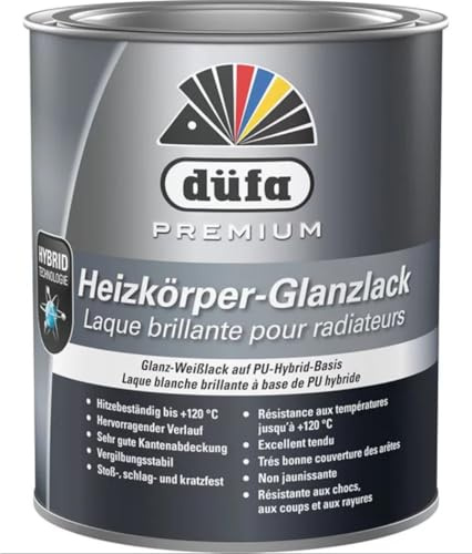 düfa Premium Heizkörper-Glanzlack | glänzender Heizkörperlack in brilliant weiß | 750 ml Oberflächen- & Profi-Decklack