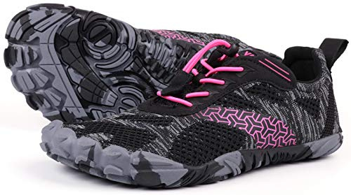 Joomra Women Barefoot Trail Running Shoes Size 6.5-7 Ladies Wide Minimalist Zero Drop Trekking Sneakers Gym Antislip Toes Hiking Cycling Footwear Red 37