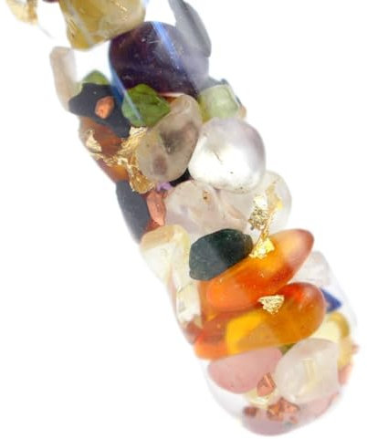 Aqua Lapis® Edelsteinstab 7 Chakra Gold gemischt Amethyst, Bk, Edelschungit, Sugilith uvm M - 160x16mm