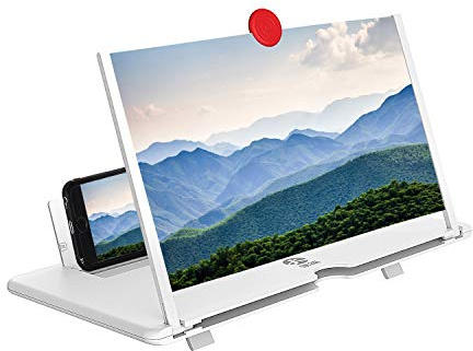 12Screen Magnifier Amplifier,3D HD Mobile Phone Magnifier Projector Screen for Movies,Videos,and Gaming.Foldable Mobile Phone Holder with Screen Magnifier,Supports All Smartphones,A Smart Gift（White)