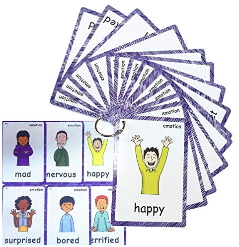 Gefühle und Emotionen Karteikarten für Kleinkinder | Autismus-Wortkarten für Kinder (Englische Karten) | Sprachtherapie-Materialien – 14 Stück