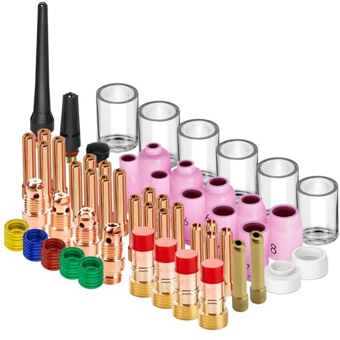 AWLOLWA 81PCS TIG Welding Torch Accessories Glass Cup Alumina Nozzle Stubby Gas Lens #12 Kit for TIG WP-17/18/26