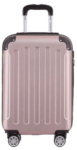 BEIBYE- Hartschalenkoffer Koffer Trolley Rollkoffer Reisekoffer Zahlenschloß 4 Zwilings-Rollen (Rosa-Gold, Small-55cm)