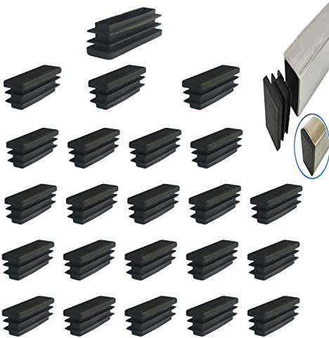 YouU 40x15mm Rohrstopfen Fußkappen Schwarz aus Kunststoff 24 Stück Lamellenstopfen Kunststoff Lamellenstopfen für Rechteckige Rohre
