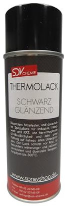 SDV Chemie Thermolack Spray schwarz glänzend bis 300°C 1x 400ml Auspufflack Ofenlack Motorlack Grill Lack