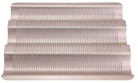 Niiyen Baguette Pan, Hoagie Roll Baking Pan Nonstick Perforated French Baguette Pan, 10in Baguette Baking Tray 3 Wave Non Stick Loaf Bake Mold for Toasting Hoagie Roll Buns 10.5x9.5in