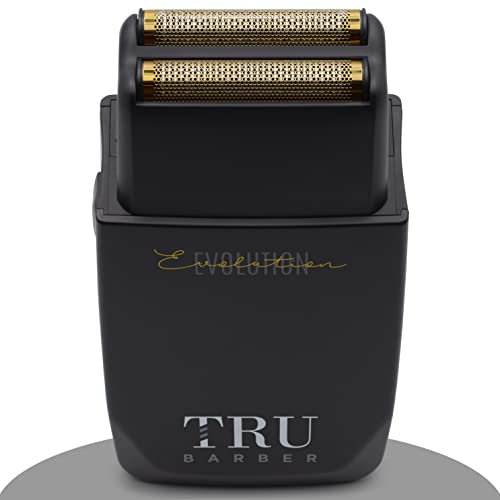 TRU BARBER Evolution – Afeitadora eléctrica profesional hombre 9000 rpm con lámina de titanio, ideal para barba, cabello y cabeza calva, batería larga duración recargable USB