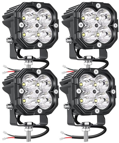 RIGIDON 4 x led arbeitsscheinwerfer, 3 zoll mini led pods, 30W 3000lm, spot | 12V 24V, weiß, wasserdichte, zusatzscheinwerfer, rückfahrscheinwerfer, für offroad auto KFZ ATV SUV LKW traktor 4x4 motorrad