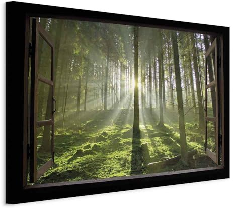 murando - Akustikbild Wald Baum grün, Schallschutz, Wohnzimmer, Büro | Verbessert Raumakustik, reduziert Hall, ideal fürs Büro oder Wohnzimmer, hochwertige Verarbeitung, schnelle Montage, stilvoll