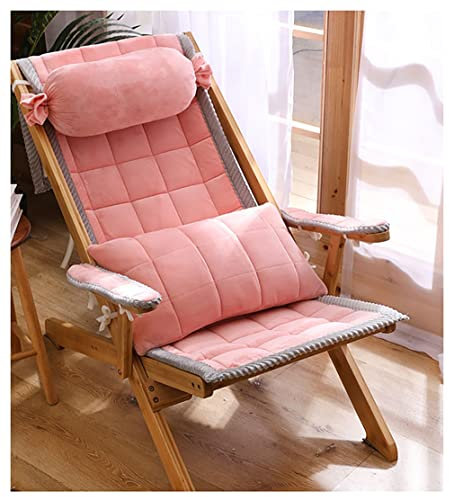 WAPKY Auflage Polster Gartenliege Gartenstuhl-Auflage Sun Lounger Kissenauflagen[Keine Stühle]Mit Armlehnen 2 Mit Gurten Passend Für Schaukelstuhl Bambusstuhl (Color : Pink, Size : 50 * 150cm)