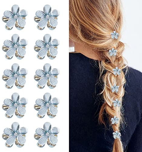 10 Stück blauer Mini-Haarnadeln mit Diamanten und Haarspangen für Damen und Mädchen, Partys und Hochzeiten