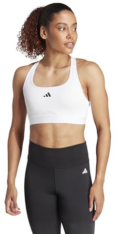 Adidas Powerreact Reggiseno Sportivo da Donna, con Supporto Medio, Colore: Bianco/Nero