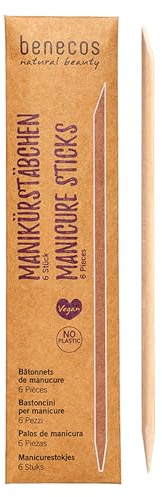 benecos - Lot de 6 bâtonnets de manucure - Bois de bouleau - végétalien - Sans plastique