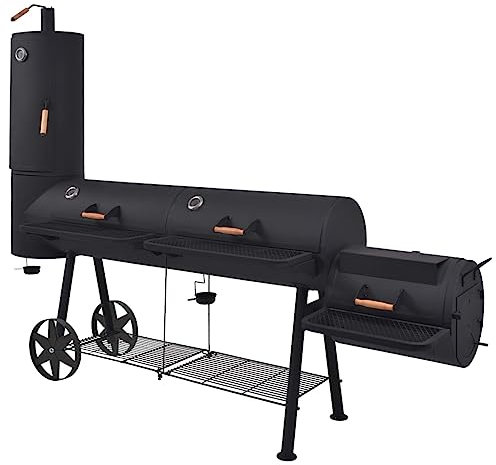 BBQ Holzkohle Smoker mit Bodenablage, schwarz, schwer, XXXL, Artikelfarbe: Schwarz