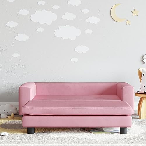 Homgoday Kindersofa mit Hocker Kindercouch Msinisofa Kindersessel Kindersofa Sofa Sessel Sitzmöbel Kinder Sofa für Kinderzimmer KindermöbelRosa 100x50x30 cm Samt