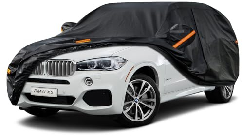 Kayme Autoplane Wasserdicht Atmungsaktiv für BMW X5 (2010-2025), 7 Schichten Vollgarage Autoabdeckung für Regen Sonne Staub Schutz Verkratzt, Autoabdeckung mit Reflektierenden Streifen.