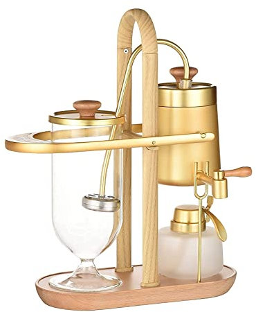 HWSY Lussuosa caffettiera a sifone Balance, Macchina da caffè con macinacaffè con Manico a U, per caffè Espresso Delicato/Morbido, Acciaio Inossidabile Nero Satinato Interesting