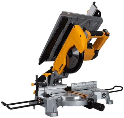VITO - Scie à onglet 1800W 2en1 avec plateau Disque 250 mm Alesage 30mm Découpe -45/45°