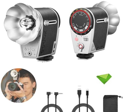 Godox Lux Cadet Retro Camera Flash, GN10 Full Power Flash Times 620 Times, CCT 6200K±300K, Auto & Manual Flash Modes Built-in Lithium Battery for Sony Canon Nikon Fuji Olympus Cameras