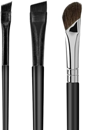MUIIGOOD 3 Pcs Eyeliner Brushes Set, Fine Angled Eyeliner Eyebrow Concealer Brushes, Upgraded Sickle Ultra Thin Extra thin Eyeliber Brush Slanted Flat Angle for Beauty Cosmetic Tool