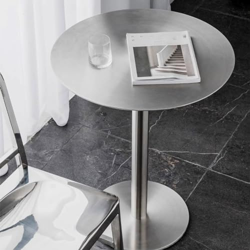 Bistrotisch Runder Bartisch Frühstückstisch 40 cm/50 cm Stahl-Edelstahl-Tischplatte, Theken-Bistro-Pub-Tische mit Metallsockel, platzsparender Pub-Speisetisch, einfach zu montieren (Größe: 4