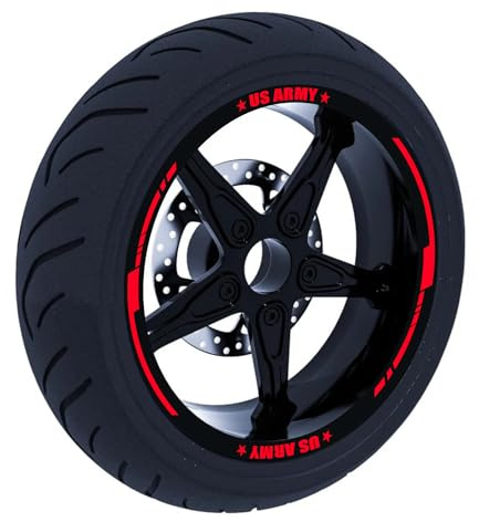 DualColorStampe Adesivi compatibili con Booster Spirit Set Completo di Cerchi Strisce per Moto per 2 Ruote da 10'' pollici strips Design Sportivo COD.D0110 (ROSSO FLUORESCENTE)