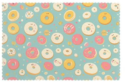 YYHWHJDE Set di 6 tovagliette all'americana, 30,5 x 45,7 cm, per feste, cucina, sala da pranzo, lavabili, facili da pulire, simpatiche ciambelle stampate