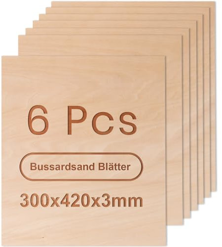 ROWOOD Compensato di legno di tiglio 3mm 6 pezzi a3 420x300mm Laser Engraving Materials Plywood Sheet per il modello di legno da costruzione Crafts Taglio laser Pittura pirografica