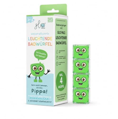 Glo Pals 4er-Set leuchtende Badewürfel – Wasseraktivierte LED-Würfel für EIN sensorisches Badeerlebnis - Pippa Grün