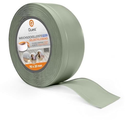 Quest Plinthe Souple - 70 mm x 20 mm - Plinthe en PVC de finition, Baguette de finition - Pour murs, sols – PVC, flexible, imperméable, décorative (Vert clair, 5m)