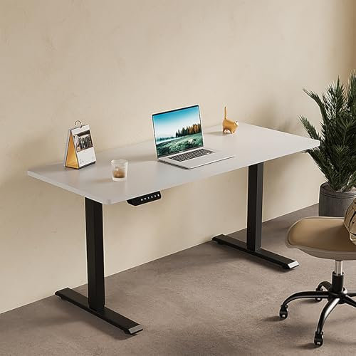Höhenverstellbarer elektrischer Stehpult mit Aufbewahrungsschublade, manuelles Sitzen, Stehpult für Zuhause, Büro, weißer Schreibtisch, 100 x 60 cm