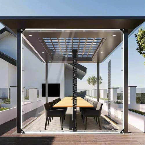 Générique Bâche Transparente avec œillets, PVC Bache de Protection Exterieur avec Fermeture Eclair Imperméable et indéchirable pour Jardins, Gazebo, pergola, WxH,0.3mm,280x200CM