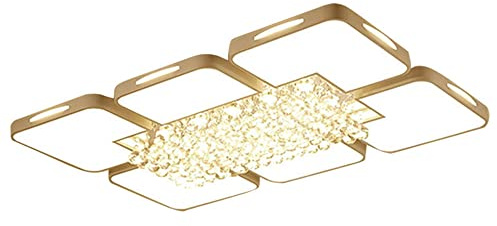 Lámpara de techo , Lámpara de techo empotrada industrial con iluminación de borde, con cuentas de cristal, cuadrada, for sala de estar, isla de cocina, regulable con control remoto(Infinitely Dimmable