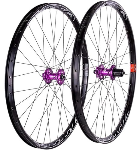 NBTRXWAFR MTB Laufradsatz 26/27,5/29 Zoll Breite Felge Mountainbike Laufradsatz Vorder- Und Hinterräder Mit 6 Sperrklinken Nabe, Fahrrad Laufradsatz,Lila,26inch XD