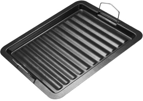 CIYODO Grillpfanne für Steaks und Gemüse Praktische Runde aus Emaille mit Glatten Kanten und Grate Schwarz Beim Camping oder Picknick