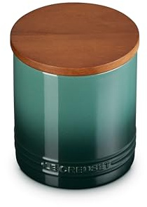 Le Creuset Signature Salzkeller und Aufbewahrungsbehälter mit Holzdeckel, 1,2 qt, Artichaut
