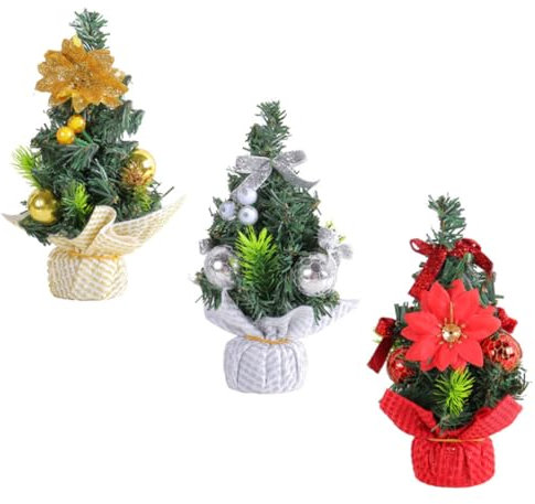 Zerodeko 3stücke Mini-Weihnachtsbaum Künstlich Als Dekoration Für Schreibtisch Zuhause Und Party Miniatur-weihnachtsbäume Als Christbaumschmuck Für Festivalszenendekor