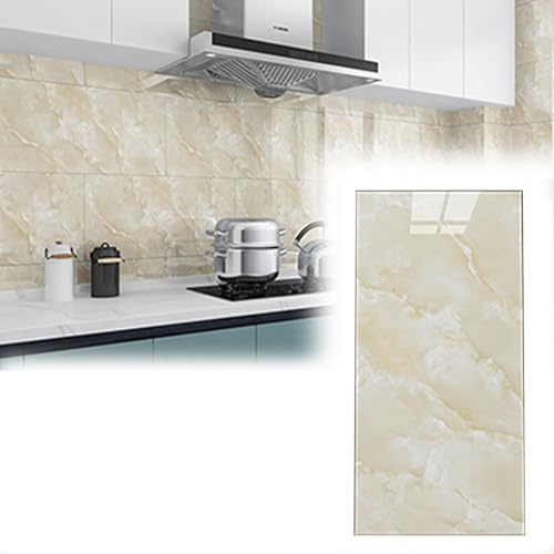 Ceiling Tiles Panels Coving Stick on Kitchen Wall Tiles, Large Bathroom Waterproof Tile Sticker/ Decorative Drop Ceiling Tiles Rectangular, Self Adhesive Backsplash Heat Resistant(Yellow,30 pack)