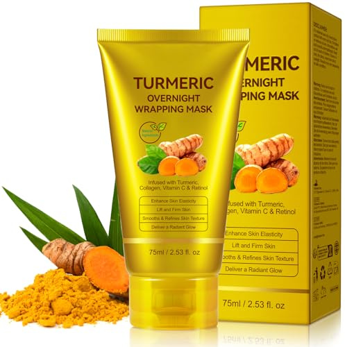 Kurkuma Collagen Övernattsviklingsmask, Kojic Acid Kurkuma Nattviklingsavskalningsmask - Mjukt mot huden, Hudförtätning, Fuktgivande, Ger näring åt tråkig, ojämn hud, Strammande