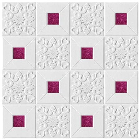 QXYOGO Panneaux Muraux 3D,Papier Peint Brique Autocollants muraux en Mousse stéréo 3D, 70x70cm, Panneau de Plafond, décalcomanie de Toit, Miroir Auto-adhésif, décor Argent Or, Salon(C)