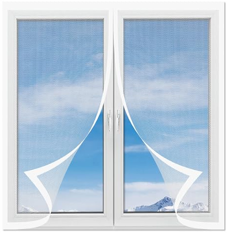 Moustiquaire Porte Fenetre 148 x 120 cm Moustiquaire sur Mesure Automatiquementfermé, Sans Percer pour Fenêtre Portes Patio, Blanc