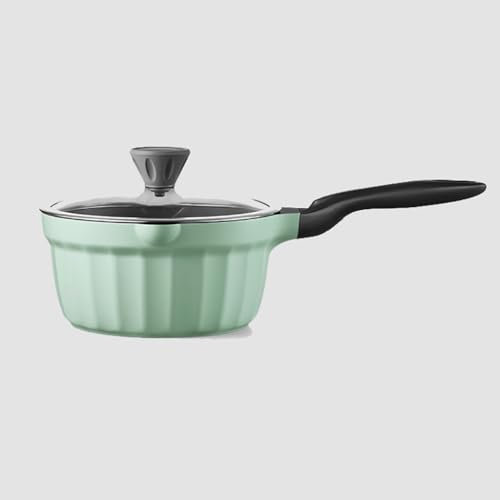 Mini pot à lait, jolie casserole antiadhésive avec couvercle, petite marmite avec 2 becs verseurs et poignée isolante, for cuisinières à induction et à gaz(B,18cm)
