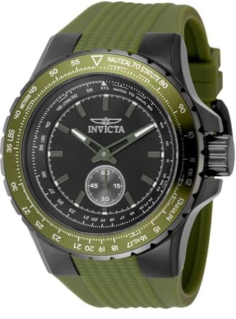 INVICTA Aviator 49311 Reloj de Hombre - Movimiento de Cuarzo - Acero Inoxidable con Esfera Negra - 50 mm