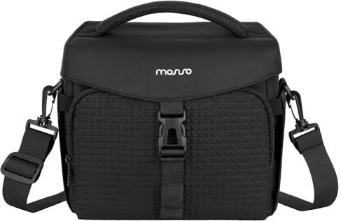 MOSISO Camera Bag for Photographers,Crossbody Shoulder Bag&Rain Cover,Black | for DSLR/SLR/Mirrorless Cameras, Camera Case with Front Square Grid Pocket&Bottom Tripod Holder for Canon/Nikon/Sony