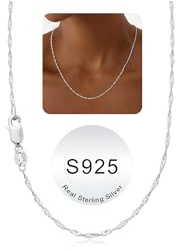 TINGN Silberkette Damen 925 Ohne Anhänger Kette Silber 1.5mm Sterling Silber Halskette Wasserfest Stapelbare 925 Silberkette Damen Welle Chain für Frauen Mädchen Längen: 45 CM
