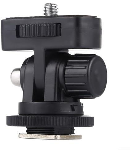 Feeshoppher Vielseitiger 1/4-Zoll-Schraub-Blitzschuh-Adapter für DSLR-Kamerablitz, LED-Licht und Monitor mit 180 Grad verstellbarem Winkelstab aus hochwertigem PC-Material