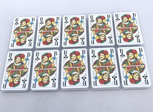 Generisch 10 Skat Karten Spiele Französisches Bild mit Großen Eckzeichen Jumbo Index in PVC Etui