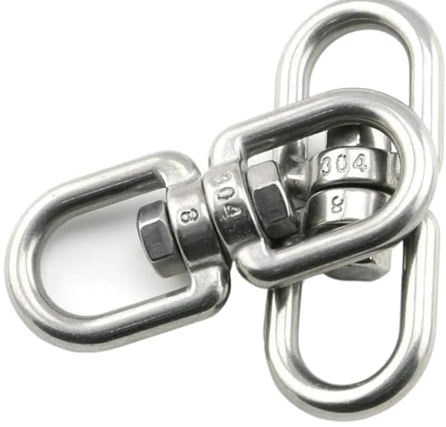 SITBXO Pivotant à Double extrémité Lot de 10 Mousquetons À Œillet Pivotants Doubles en Acier Inoxydable avec Maillons Rapides for Suspendre Un Hamac(M8)