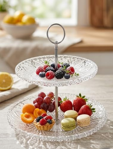 Vidrios de Levante - Frutero de Cristal de Dos Pisos 23cm