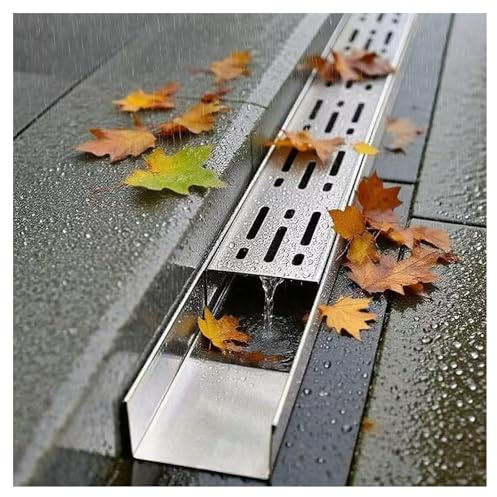 FENGZEQUAN Canaletta Scolo Acqua Piovana, Canaletta Scolo Acqua Piovana Canale di Scarico Stretto in Acciaio Inossidabile 304, Filtri Lineari per Grondaie Giardino Terrazza(H4*W7CM/H1.57*W2.76IN)